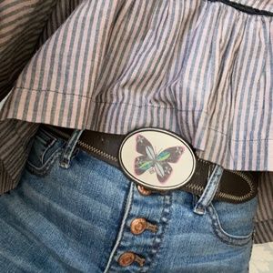 Vintage Butterfly Belt Boho Brown Leather